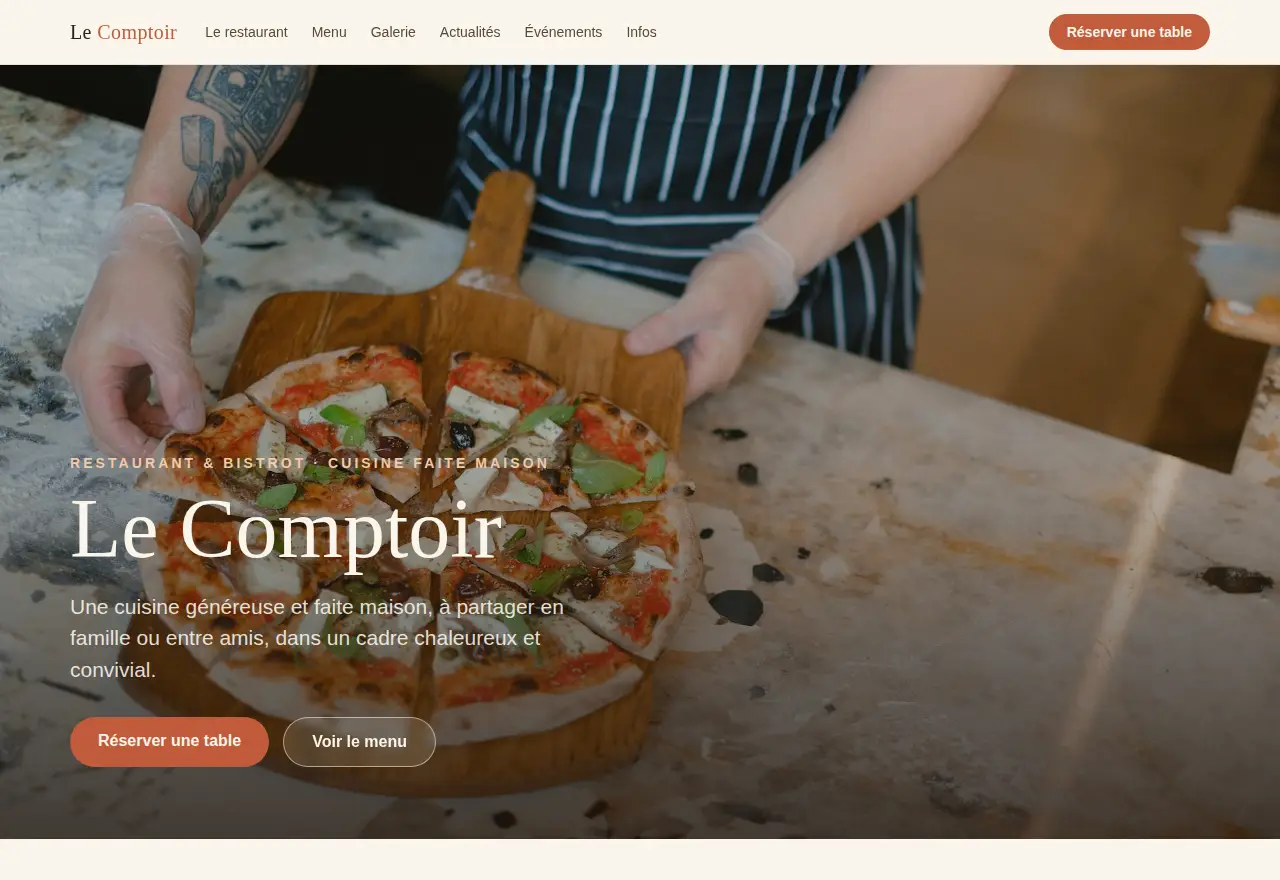 Aperçu du site démo Le Comptoir
