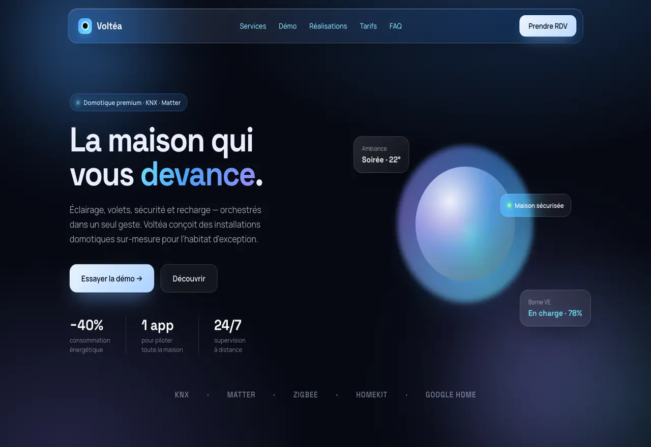 Aperçu du site démo Voltéa